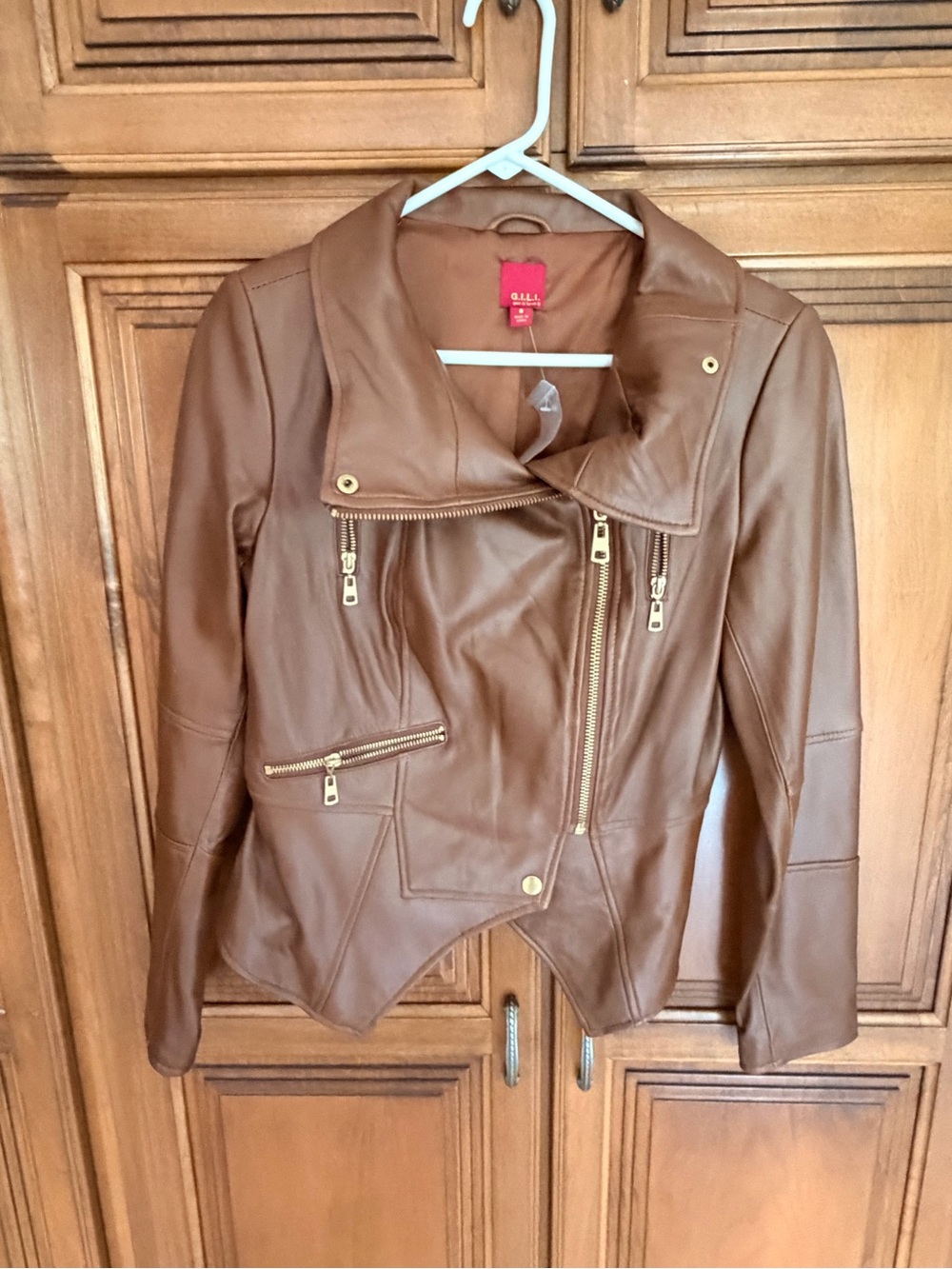 Women's G.I.L.I. Brown Genuine Leather Moto Jacket